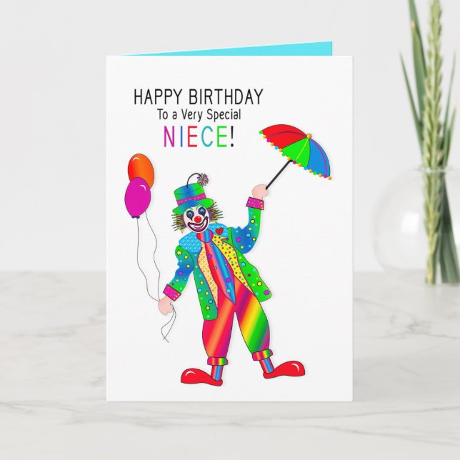 Birthday, Clown, Niece, Kaleidoscope Collection Card (Front)