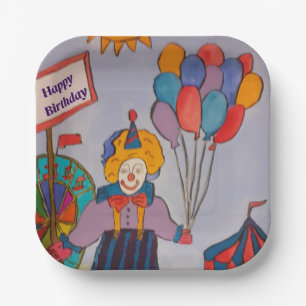 Birthday Clown  Paper Plate