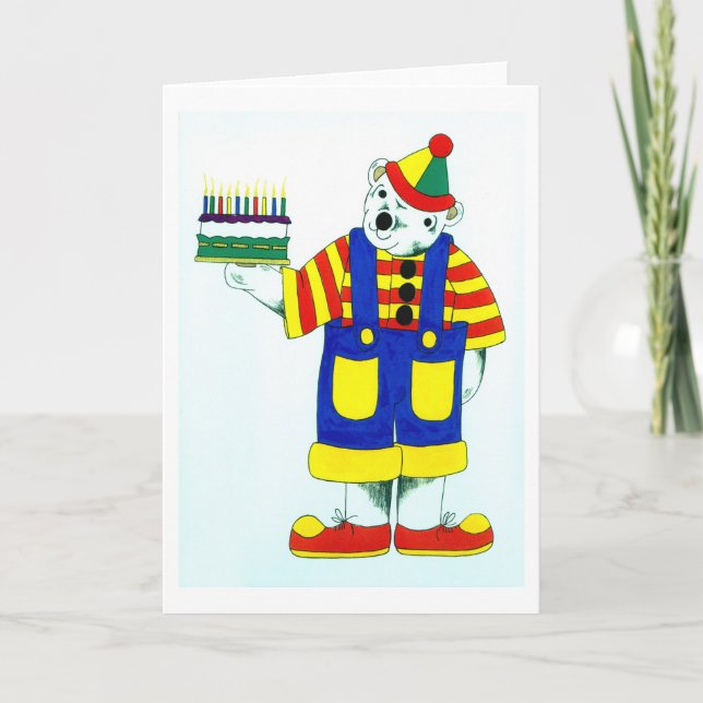 Birthday clown teddy bear card (Front)