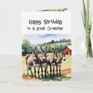 Birthday Co-worker From All of Us Animal Donkey  Holiday Card