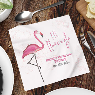 Birthday Cocktail Minimalist Pink Flamingo Napkin
