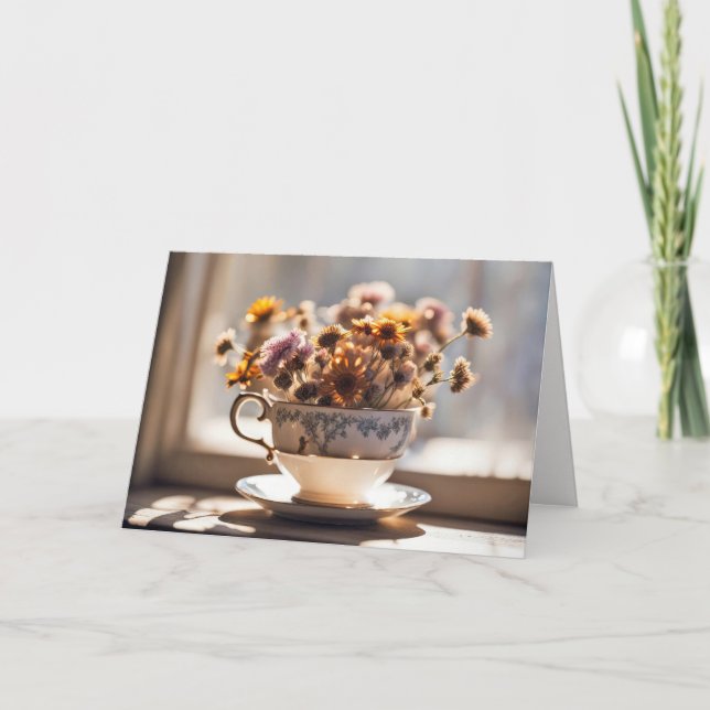 Birthday Coffee Cup Bouquet Card (Front)