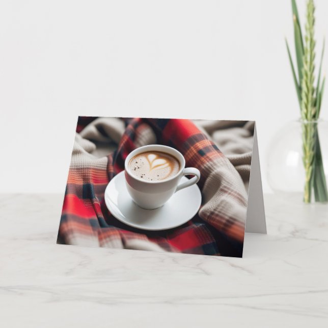 Birthday Coffee On Winter Blanket Card (Front)