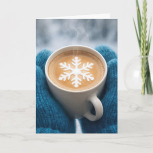 Birthday Coffee With Mittens and Snowflake Card
