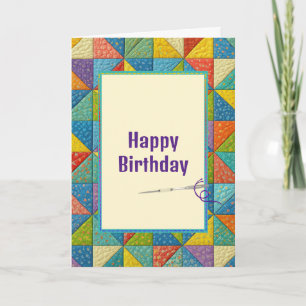 Birthday Colorful Pinwheel Quilt Design Card