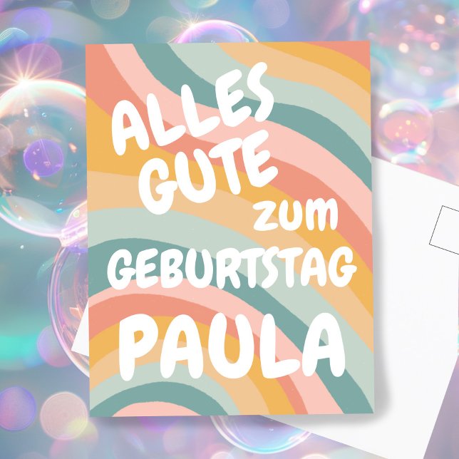 BIRTHDAY Colorful Rainbow Customize Postcard (GEBURTSTAG Farbenfrohe Regenbogen Anpassen Postkarte Alles Gute)