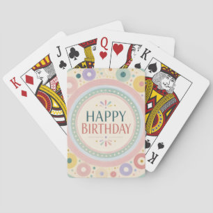 Birthday Colorful Retro Circle Pattern Playing Cards