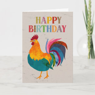 Birthday Colorful Rooster Card
