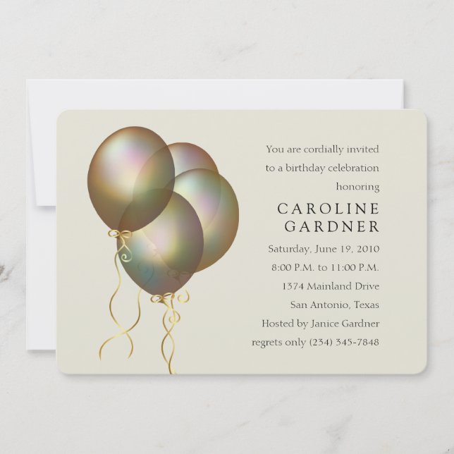 Birthday Coloured Balloons Invitation (Front)