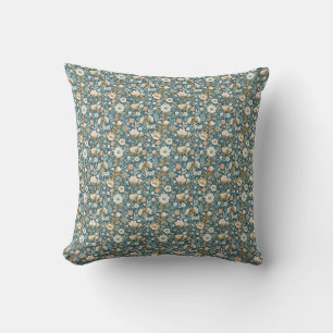 Birthday Colourful Floral In Blue, Brown, and Beig Cushion