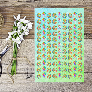 Birthday Colourful Lizards Balloons Blue Green Tissue Paper