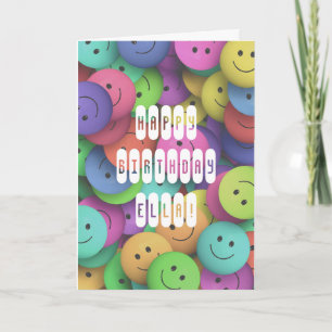 Birthday Colourful Smiles Happy Face Add Name Card