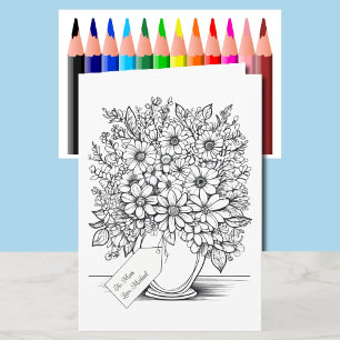 Birthday Colouring Card Child to Personalise Flora