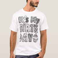 Birthday Colouring T-Shirt Doodle Art Illustration