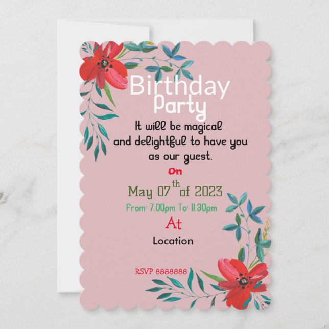 Birthday colours  invitation (Front)