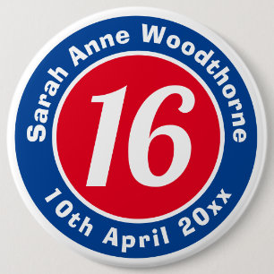 Birthday Commemoration with Name, Age, & Date 6 Cm Round Badge