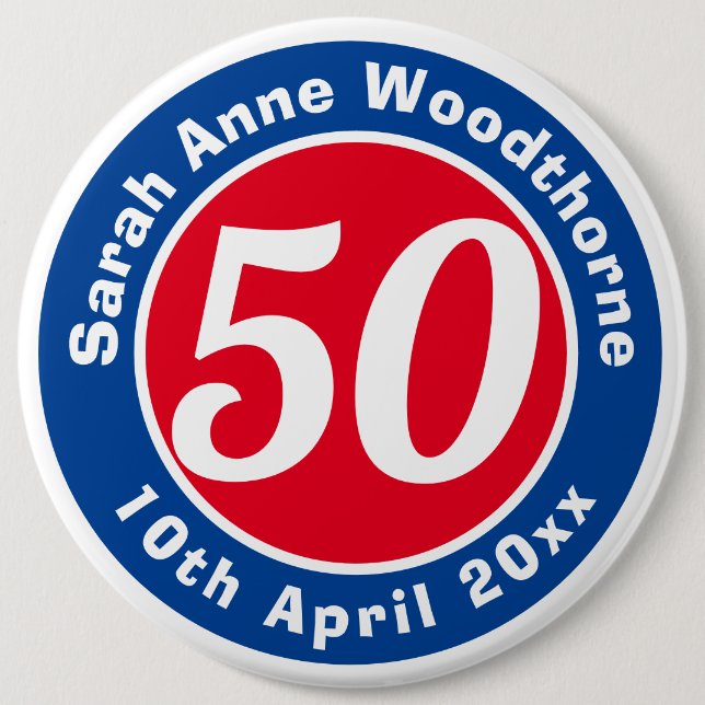 Birthday Commemoration with Name, Age, & Date 6 Cm Round Badge (Front)