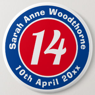 Birthday Commemoration with Name, Age, & Date 6 Cm Round Badge