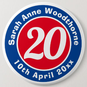 Birthday Commemoration with Name, Age, & Date 6 Cm Round Badge