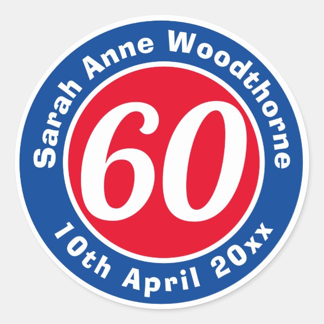 Birthday Commemoration with Name, Age, & Date Classic Round Sticker (Front)