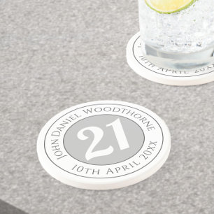 Birthday Commemoration with Name, Age, & Date Coaster