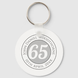 Birthday Commemoration with Name, Age, & Date Key Ring