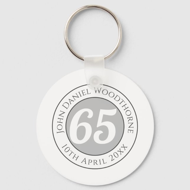 Birthday Commemoration with Name, Age, & Date Key Ring (Front)