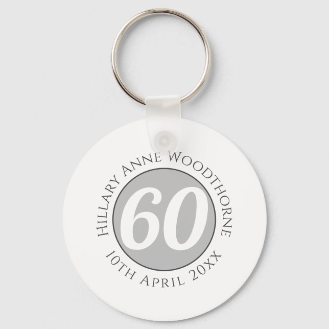 Birthday Commemoration with Name, Age, & Date Key Ring (Front)