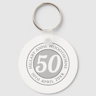 Birthday Commemoration with Name, Age, & Date Key Ring