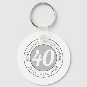 Birthday Commemoration with Name, Age, & Date Key Ring