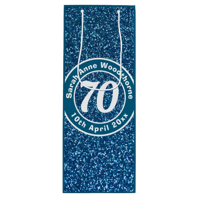 Birthday Commemoration with Name, Age, & Date Wine Gift Bag (Front)