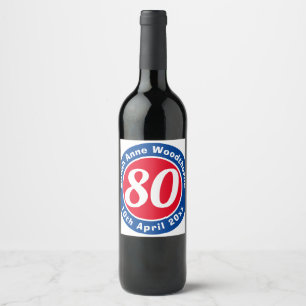 Birthday Commemoration with Name, Age, & Date Wine Label