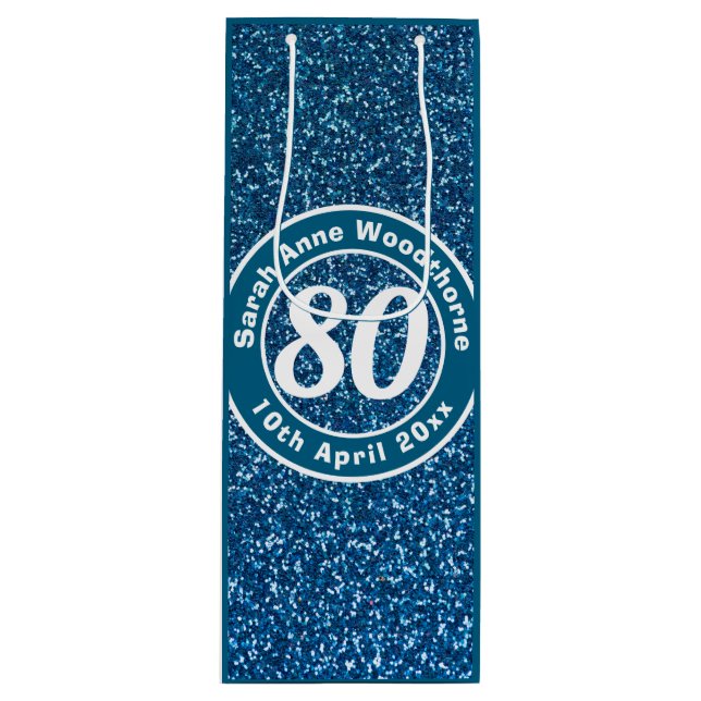 Birthday Commemoration with Name, Age, & Date Wine Wine Gift Bag (Front)