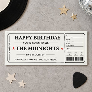 Birthday Concert Ticket Gift Personalised Retro Invitation