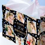 Birthday Confetti Custom Name Photo Collage Blue Large Gift Bag<br><div class="desc">Say "Happy Birthday" with this personalised gift bag, featuring celebration confetti and six of your favourite photos! This stylish design comes in blue and white, with faux gold elements on a black background. Photo collage gift bags are a perfect way to add the finishing touch to any present and with...</div>