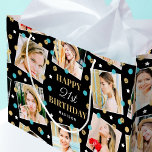 Birthday Confetti Custom Name Photo Collage Teal Large Gift Bag<br><div class="desc">Create a stylish photo collage gift bag with six favourite photos! Personalise the template with the recipient's name and birthday age. An elegant design featuring an all-over pattern of confetti,  stars and square-shaped photographs; perfect for family and friends. Printed colours: blue-green teal,  black,  white,  and faux gold elements.</div>