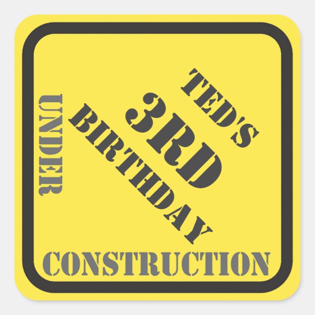 Birthday Construction Sticker (Front)