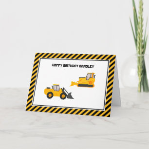 Birthday Construction Trucks Kid's Birthday Card