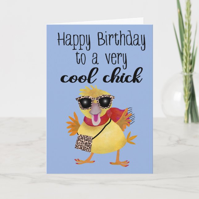 Birthday Cool Chick Card (Front)