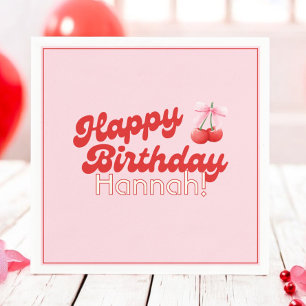 Birthday Coquette Cherries Bows Bubble Letters Napkin