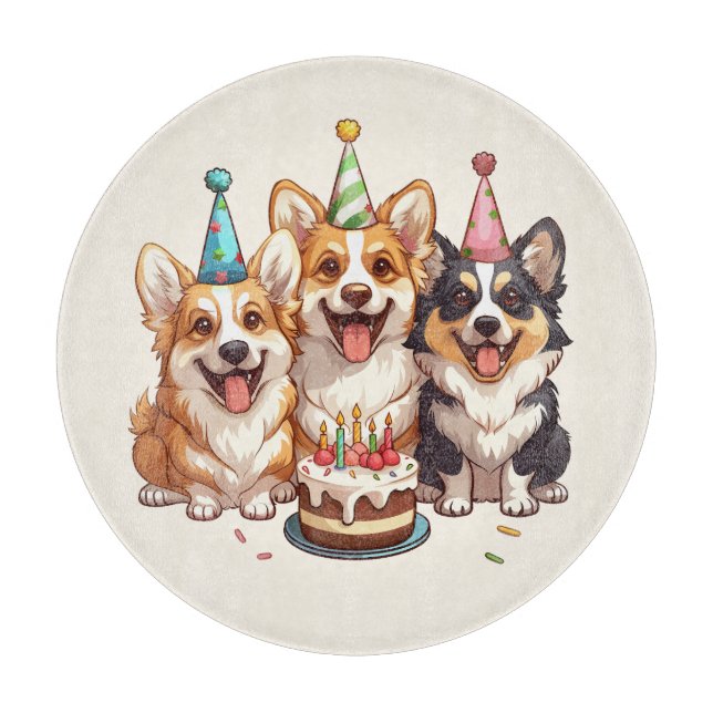 Birthday Corgi Dogs Cutting Board (Front)