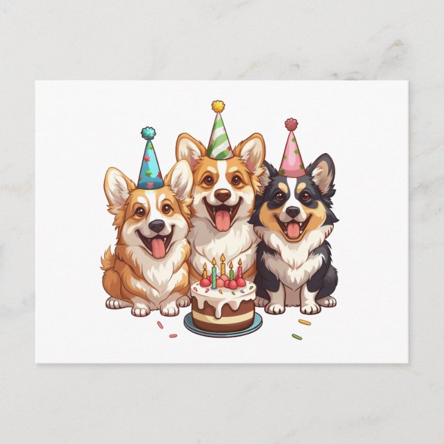 Birthday Corgi Dogs Postcard (Front)