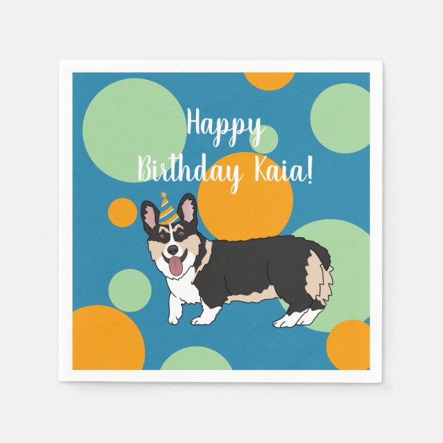 Birthday Corgi  Napkin (Front)