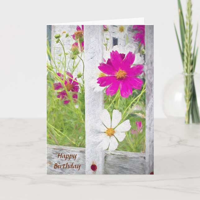 birthday-cosmos flower garden card (Front)