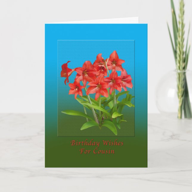 Birthday, Cousin, Red Day Lilies Card (Front)