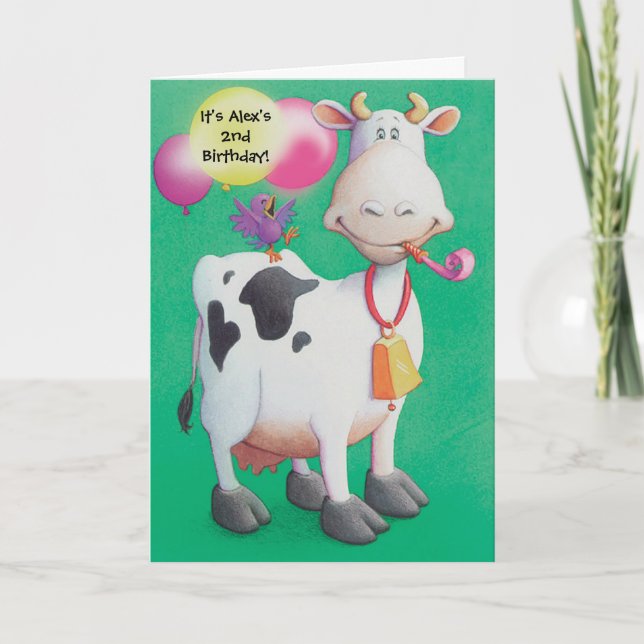 Birthday cow customisable invitations (Front)