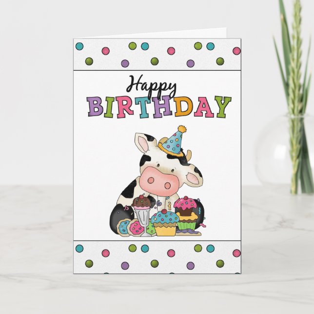 Birthday Cow Greeting card (Front)