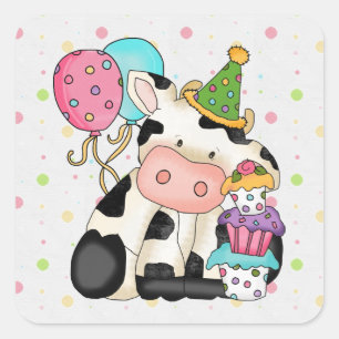 Birthday Cow Sticker