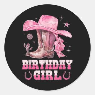 Birthday Cowgirl Western Birthday Girl Party Decor Classic Round Sticker