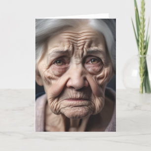 Birthday Cranky Old Lady Face Card